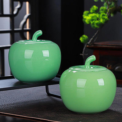 陶瓷茶葉罐大號創意蘋果儲存密封罐包裝盒綠茶普洱茶罐中式伴手禮 無鑒賞期