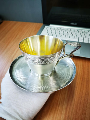 純銀法國古董銀器950銀咖啡杯馬g杯茶杯水杯主人杯內部鎏