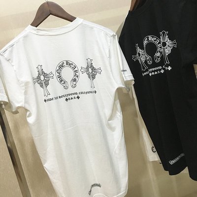 chrome hearts 2018SS 夏季新款十字架印花馬蹄黑白色短袖T恤tee