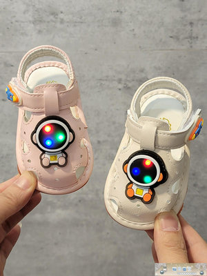 夏季寶寶學步鞋嬰兒軟底涼鞋兒童叫叫鞋男女嬰兒亮燈鞋子0-1-2歲-琳瑯百貨