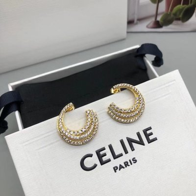 【熱賣精選】CELINE 新款時尚凱旋門鑲鑽賽琳耳夾耳釘個性氣質款耳環