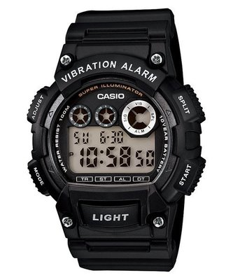 CASIO 手錶數字錶款W-735H-1 A 震動功能 超亮LED照明、兩地時間CASIO公司貨W-735