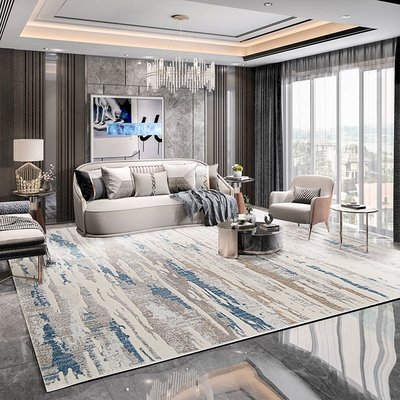 下殺-輕奢風藍色客廳地毯家用現代簡約北歐沙發床前墊免洗滿鋪大面積【規格不同，價格不同】