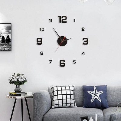 靜音掛鐘臥室裝飾大鐘表簡約夜光DIY貼墻時鐘客廳壁鐘免打孔