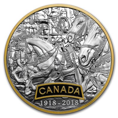 【海寧潮期貨】加拿大2023年一戰盟軍系列1加拿大1盎司鍍金銀幣