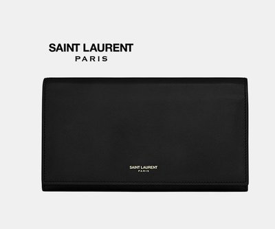 Saint Laurent Paris YSL (黑色) 簡約 真皮兩摺長夾 皮夾 錢包｜100%全新正品｜特價 ！