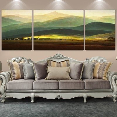 簡約客廳裝飾畫現代沙發背景墻三聯無框掛畫歐美式臥室~特價