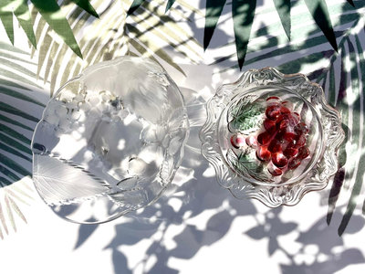 日本soga浮雕玻璃碗/抹茶草莓葡萄果子缽/浮雕彩色葡萄甜點