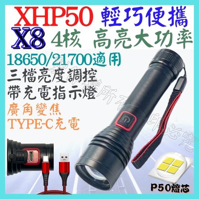 【購生活】X8 XHP50 4核心 P50 21700 手電筒 USB充電 3檔 廣角變焦 P99 工作燈 頭燈