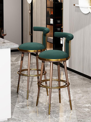 廠家出貨輕奢實木法式吧凳侘寂風吧臺椅現代簡約高腳凳不銹鋼酒吧椅高腳椅