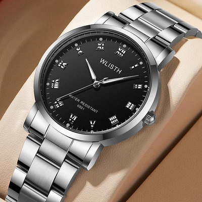 現貨男士手錶腕錶沃力仕品牌時尚男士手錶中性簡約鋼帶手錶男夜光防水皮帶腕錶