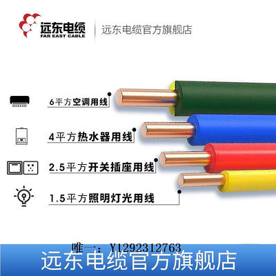 電源線遠東電纜 電線 BV1.5/2.5/4/6平方國標銅芯家裝線單芯插座照明線延長線