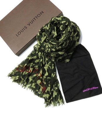 Lv Louis Vuitton 村上隆 迷彩 絕版 cashmere 圍巾 絲巾