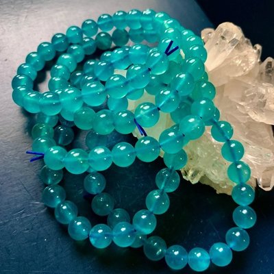 小極品-高冰種天然燈泡感透亮藍綠天河石 小畢業款7.4-7.8mm+（單圈）手珠手鍊DIY 串珠項鍊-點點水晶