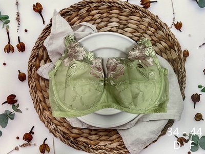 【Mia Shop】香奈兒綠色大尺碼內衣 34~48D.E.F.G.H大罩杯 全罩深罩調整型 加大尺碼 台灣製造