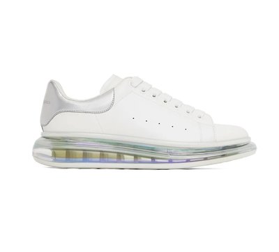 [全新真品代購-S/S23 SALE!] Alexander McQueen 銀色後尾 透明厚底 休閒鞋 / 白鞋