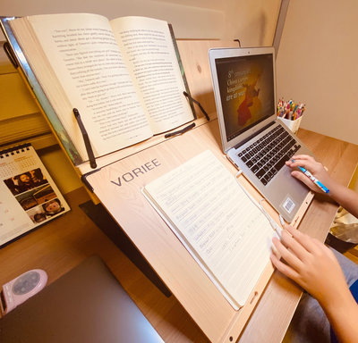 閱讀架韓國VORIEE閱讀架讀書架書寫看書架小學生雙層折疊夾書架頸椎