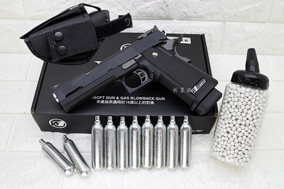 台南 武星級 WE HI-CAPA 5吋龍 全金屬 CO2槍 A版 + CO2小鋼瓶 + 奶瓶 + 槍套 ( BB槍模型