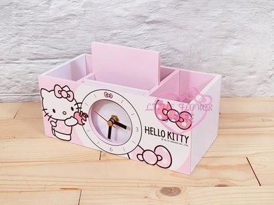 ♥小花花日本精品♥三麗鷗 Hello Kitty 美樂蒂 木製收納鐘 桌上收納筒~3