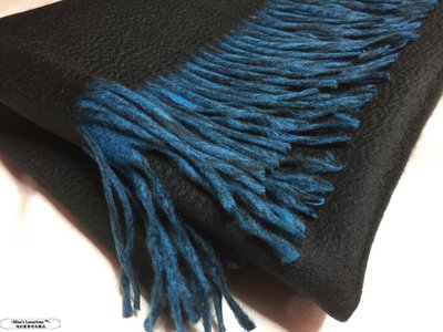 Aurora極光系列-優雅高級感100% Cashmere喀什米爾pashmina晴藍星夜黑雙面雙色重磅超厚織圍巾/披肩