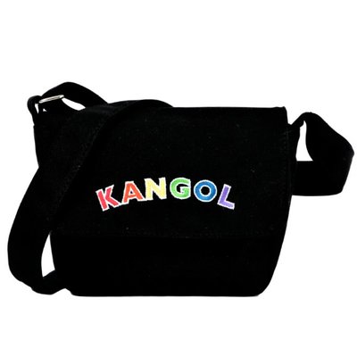【AYW】KANGOL LOGO 韓版 黑色 彩虹 刺繡 郵差包 輕便小包 外出包 斜背包 側背包 英國品牌袋鼠