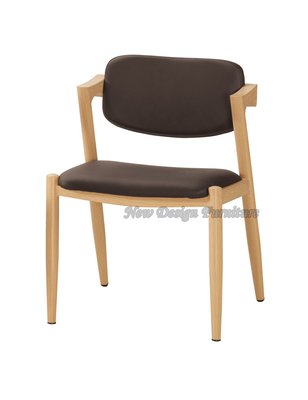 【N D Furniture】台南在地家具-經濟型工業風原木色木紋鐵管皮墊餐椅/zchair椅/宮崎椅MC