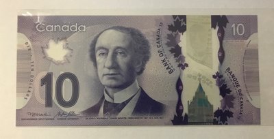 全新  加拿大紙幣 10元  塑膠鈔  紙鈔