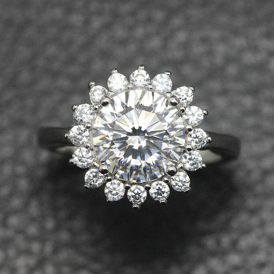 戒指白鑽瑞士鑽戒女戒指時尚925純銀飾品正韓潮食指3克拉