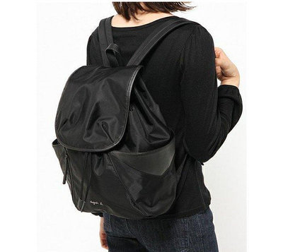 【MOMO生活館】agnes b 歐美新款時尚雙肩包ags b 女士防水雙肩背包 大容量抽繩背包