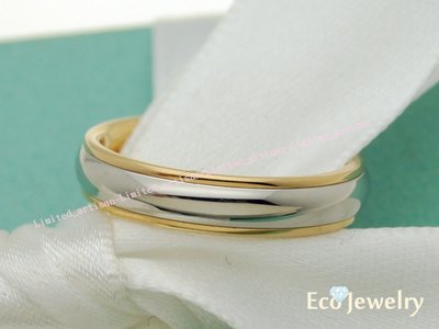 《Eco-jewelry》【Tiffany&amp;Co】經典Milgrain鉑金玫瑰金雙色戒指戒指(4mm) ~專櫃真品未使用