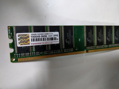 254 （3C）（電腦）創見 Transcend DDR 400 256M 記憶體 DIMM 3-3-3 標籤「1」(1)