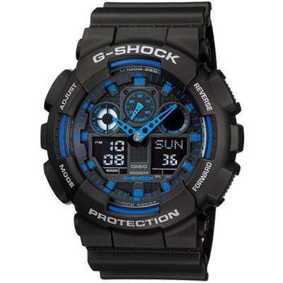 G-SHOCK街頭潮流閒錶-藍x黑/55mm-GA-100-1A2DR