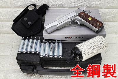 台南 武星級 鋼製 INOKATSU COLT M1911 手槍 CO2槍 銀 實木 優惠組F 井勝 1911 柯特