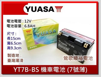 ☆新北鶯歌電池☆實體店面 YUASA YT7B-BS湯淺電池7號 (薄) 機車電池 新勁戰GTR專用