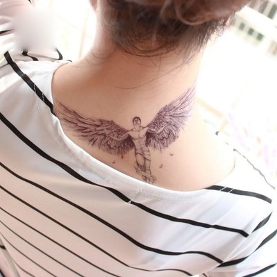 【萌古屋】Z系列頸部翅膀天使 - 男女防水韓風簡約紋身貼紙刺青貼紙K35