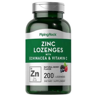 【活力小舖】Piping Rock 鋅 紫錐花 維他命C Zinc Lozenges 天然漿果味 200顆