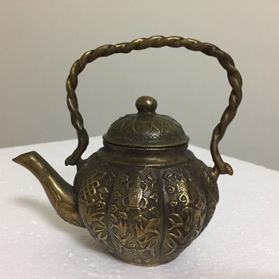 早期銅雕茶壺~南瓜造型壺 南瓜壺銅壺