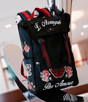 Gucci 450982 Embroidered technical canvas backpack 虎頭後背包 現貨
