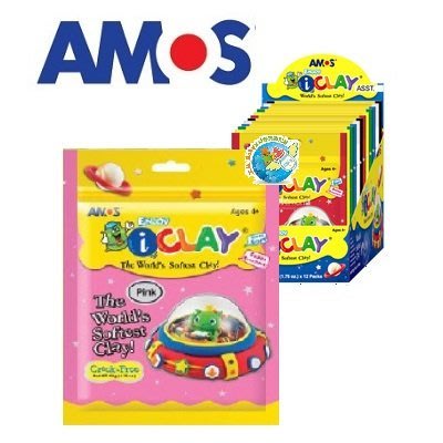 X.H. Baby【韓國 AMOS】i CLAY 粉紅色超輕黏土 無毒黏土 50g超值夾鏈包裝好收納 國際英文  歐盟版