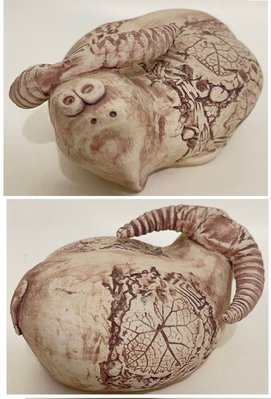 龍廬-自藏出清~陶瓷製品-馬來西亞Handicraft天目陶藝Tenmoku Pottery牛造型雕塑裝飾擺設/只有一個