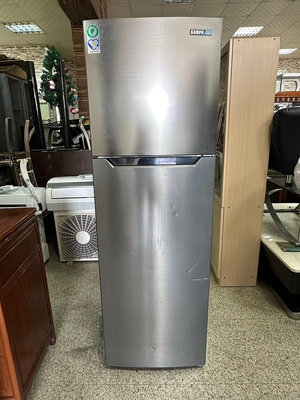 香榭二手家具*SAMPO聲寶 中型250L 雙門冰箱-型號:SR-B25G(不銹鋼色)-2019年-中古冰箱-套房冰箱