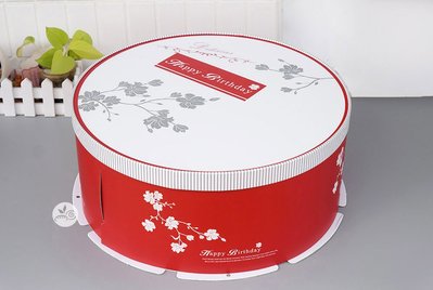 ***預購商品***12吋圓柱紙盒_紅色櫻花_011076B◎生日蛋糕.蛋糕盒.圓盒.12吋.大蛋糕盒