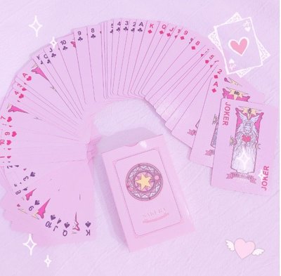 日本 庫洛魔法使 小櫻 撲克牌 粉紅色 粉色 少女 動漫 收藏 夢幻 桌遊 遊戲