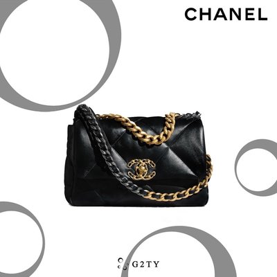 [G2TY] Chanel | 19 Handbag WOC 山羊皮 翻蓋轉釦 格紋 LOGO 雙C 香奈兒 手提 鍊包