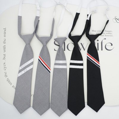 JK領帶女韓版日系學院風免打結學生校服制服配飾黑色白條灰色織帶
