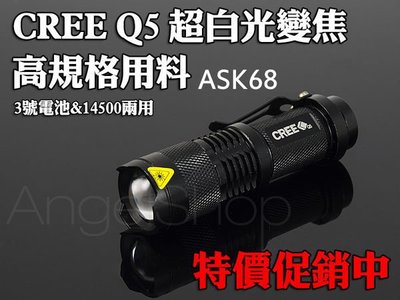 《年終特價》最輕巧的CREE Q5超亮白光LED手電筒 3號&amp;14500鋰電適用 掌心雷