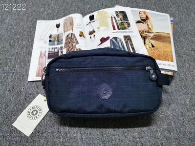 【熱賣精選】 Kipling K13363 亞麻深藍 猴子包 Agot 多夾層化妝包 手拿包 大容量 盥洗包 旅行出