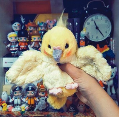 7282c 日本進口 好品質 可愛黃色紅韻小鳥鸚鵡絨毛娃娃抱枕玩偶玩具裝飾品擺件送禮禮物
