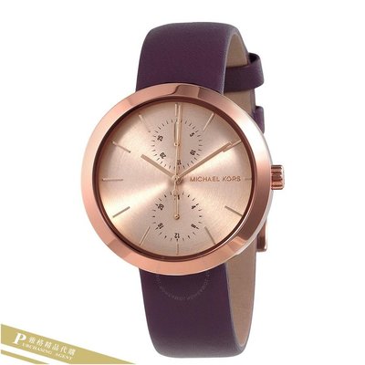 雅格時尚精品代購Michael Kors MK2575 MK手錶 時尚玫瑰金雙環紫色皮革手錶 女錶 歐美時尚 美國代購