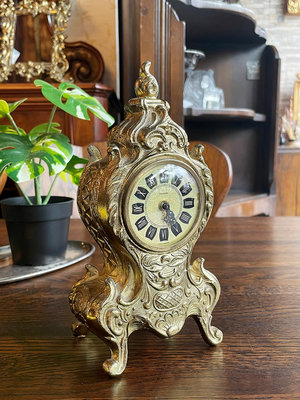 德國百年古董巴洛克風格黃銅機械發條時鐘『運轉正常』『純時鐘，沒有報時敲鐘』#023335